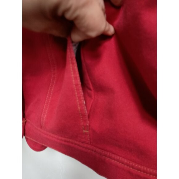 Denim&Co Denim Jacket Womens Size 1X Red Preppy Outdoor Stretch Button Front - Picture 5 of 9